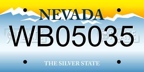 WB05035 Nevada License Plate