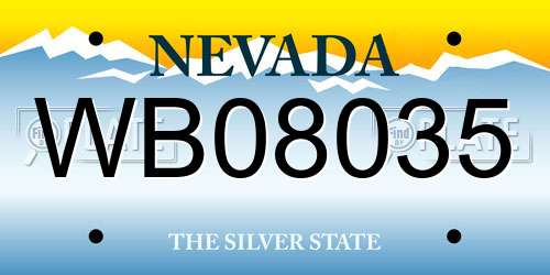 WB08035 Nevada License Plate