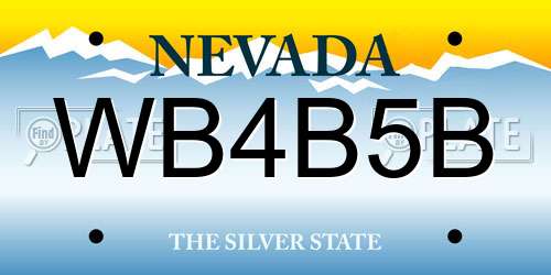 WB4B5B Nevada License Plate