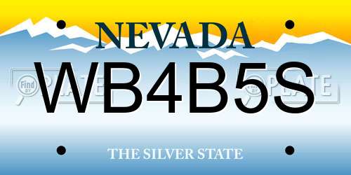 WB4B5S Nevada License Plate
