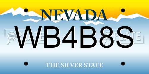 WB4B8S Nevada License Plate