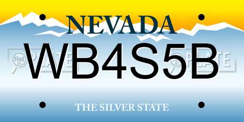 WB4S5B Nevada License Plate