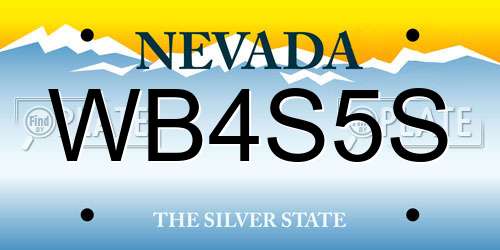 WB4S5S Nevada License Plate