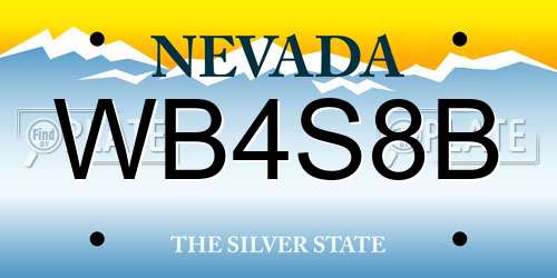 WB4S8B Nevada License Plate