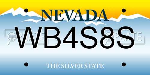 WB4S8S Nevada License Plate
