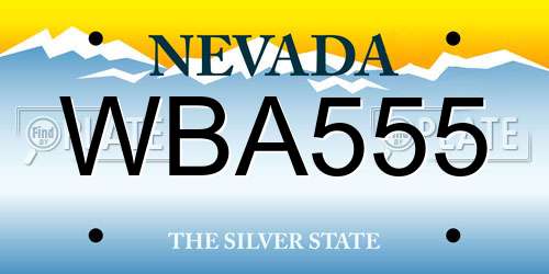 WBA555 Nevada License Plate