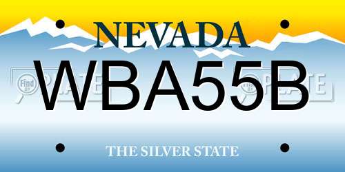 WBA55B Nevada License Plate