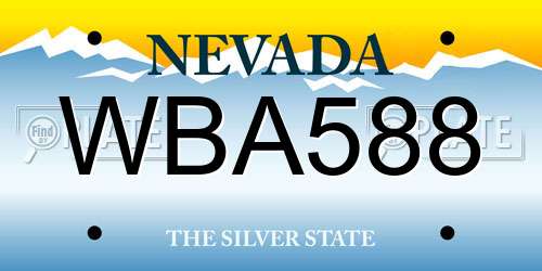 WBA588 Nevada License Plate