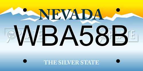 WBA58B Nevada License Plate