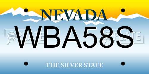 WBA58S Nevada License Plate