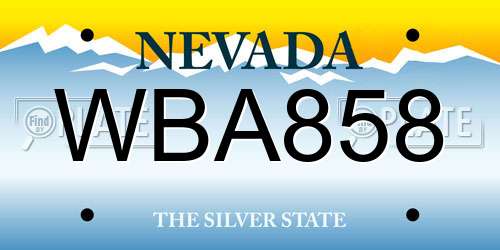 WBA858 Nevada License Plate