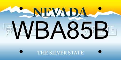 WBA85B Nevada License Plate