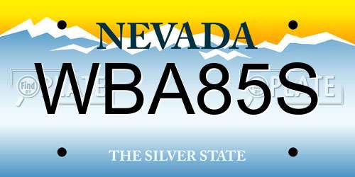 WBA85S Nevada License Plate