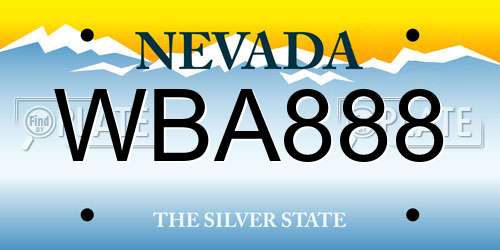 WBA888 Nevada License Plate