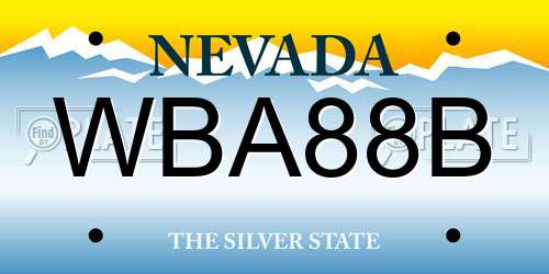 WBA88B Nevada License Plate