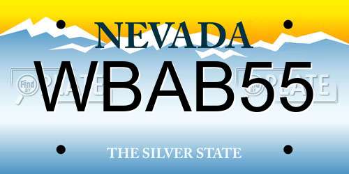 WBAB55 Nevada License Plate
