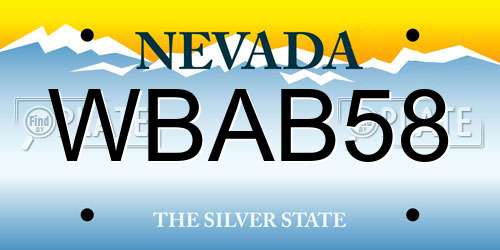 WBAB58 Nevada License Plate