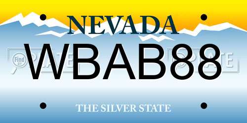 WBAB88 Nevada License Plate