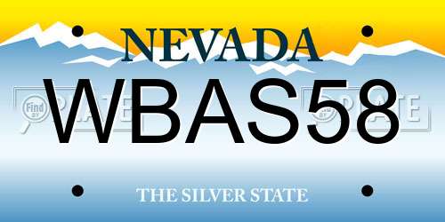 WBAS58 Nevada License Plate