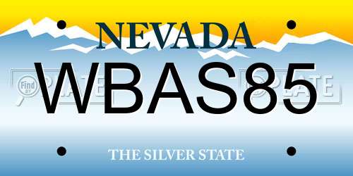 WBAS85 Nevada License Plate