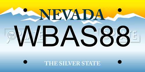 WBAS88 Nevada License Plate