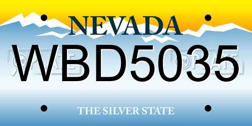 WBD5035 Nevada License Plate