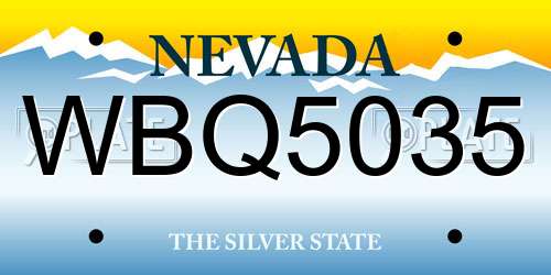 WBQ5035 Nevada License Plate