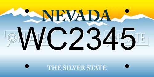 WC2345 Nevada License Plate