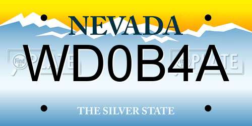 WD0B4A Nevada License Plate