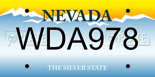 WDA978 Nevada License Plate