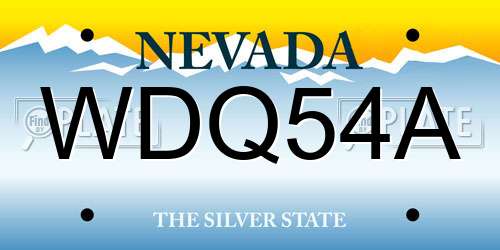 WDQ54A Nevada License Plate