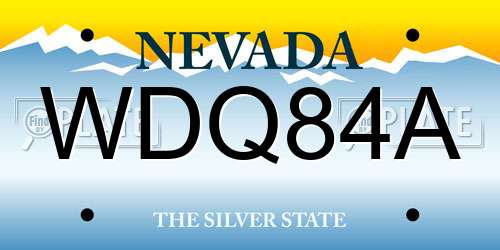 WDQ84A Nevada License Plate