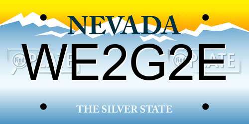 WE2G2E Nevada License Plate