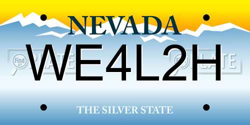 WE4L2H Nevada License Plate