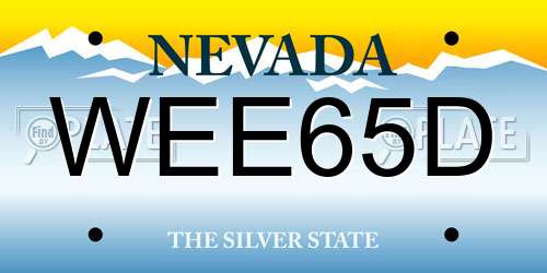 WEE65D Nevada License Plate