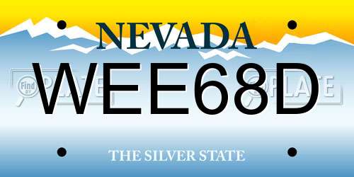 WEE68D Nevada License Plate
