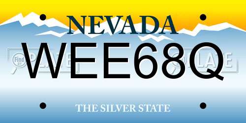 WEE68Q Nevada License Plate
