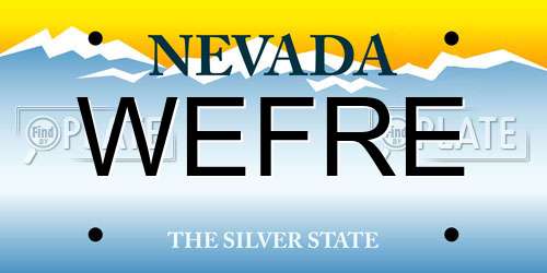 WEFRE Nevada License Plate