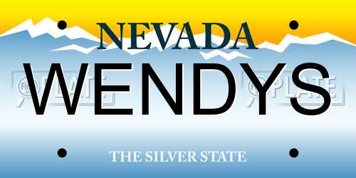 WENDYS Nevada License Plate