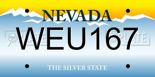 WEU167 Nevada License Plate