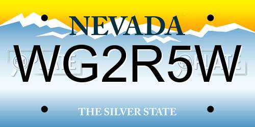 WG2R5W Nevada License Plate