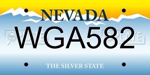WGA582 Nevada License Plate