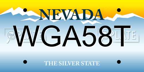 WGA58T Nevada License Plate