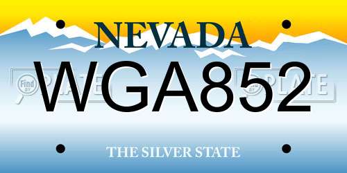 WGA852 Nevada License Plate
