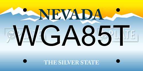 WGA85T Nevada License Plate