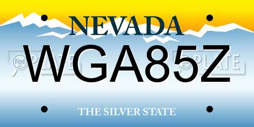 WGA85Z Nevada License Plate