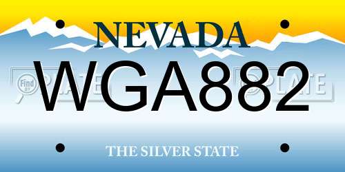 WGA882 Nevada License Plate