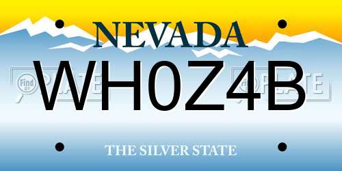 WH0Z4B Nevada License Plate