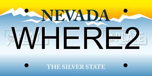 WHERE2 Nevada License Plate