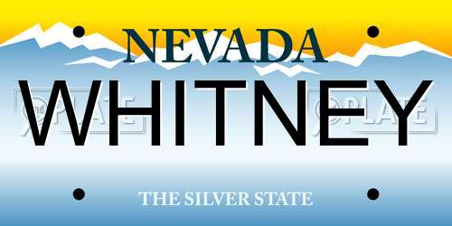 WHITNEY Nevada License Plate